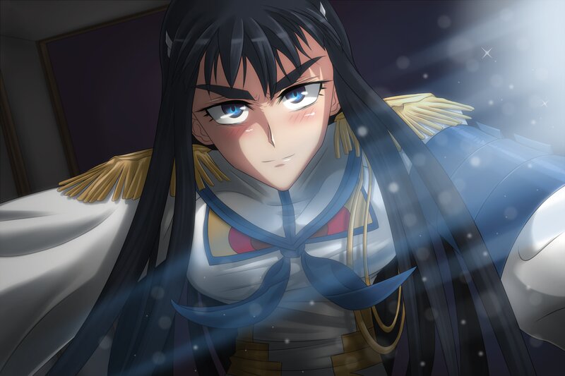 Anime Character in Armor — Black, Dramatic, Night