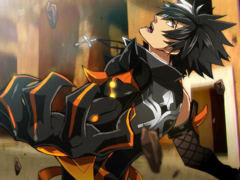 Anime Character in Armor — Black, Dramatic, Spiky Hair