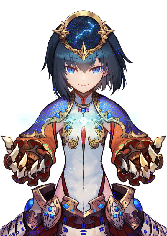 Anime Character in Armor — Blue, Calm