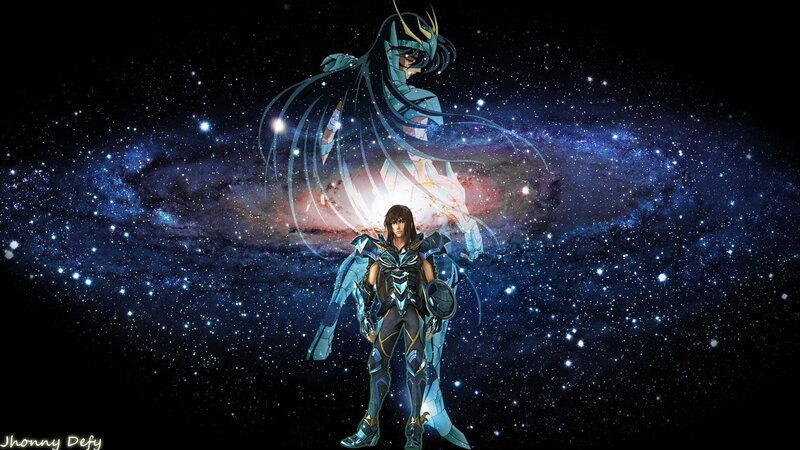Anime Character in Armor — Blue, Dramatic, Night, Digital Art