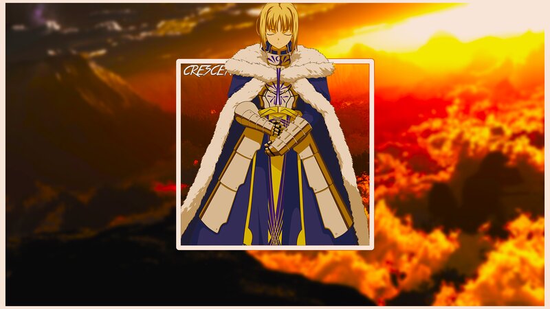 Anime Character in Armor — Blue, Dramatic, Sunset