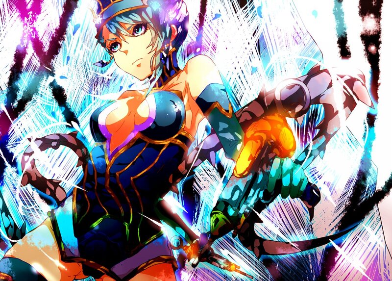 Anime Character in Armor — Blue, Dramatic, Sword