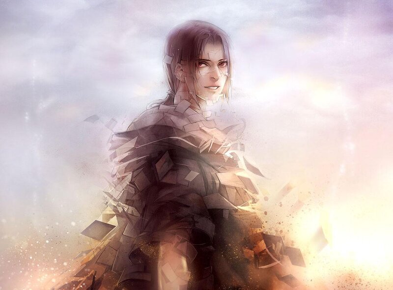 Anime Character in Armor — Brown, Dramatic, Digital Art