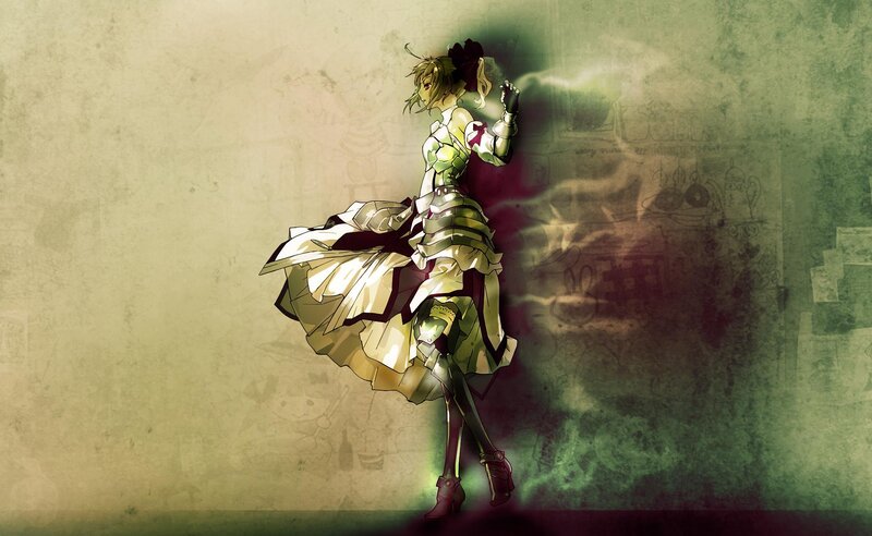 Anime Character in Armor — Green, Dramatic