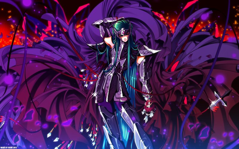 Anime Character in Armor — Purple, Dramatic, Manga