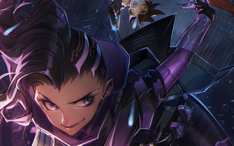 Anime Character in Armor — Purple, Dramatic, Night, Digital Art