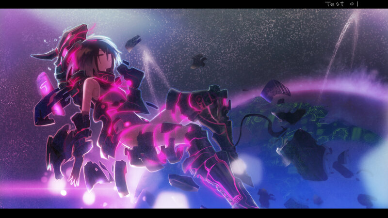 Anime Character in Armor — Purple, Dramatic, Night