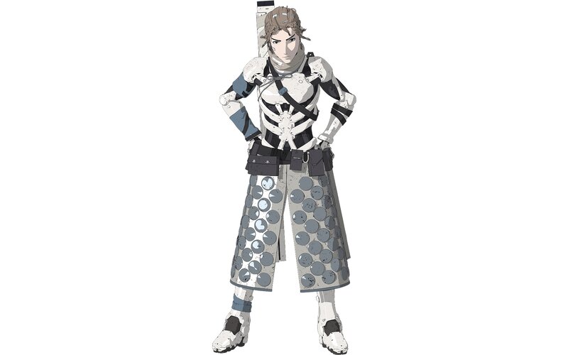 Anime Character in Armor — White, Confident