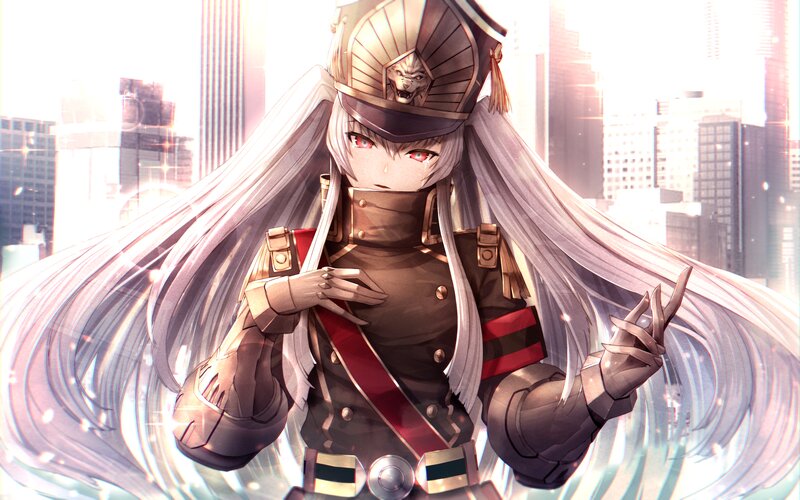 Anime Character in Armor — White, Dramatic, Afternoon