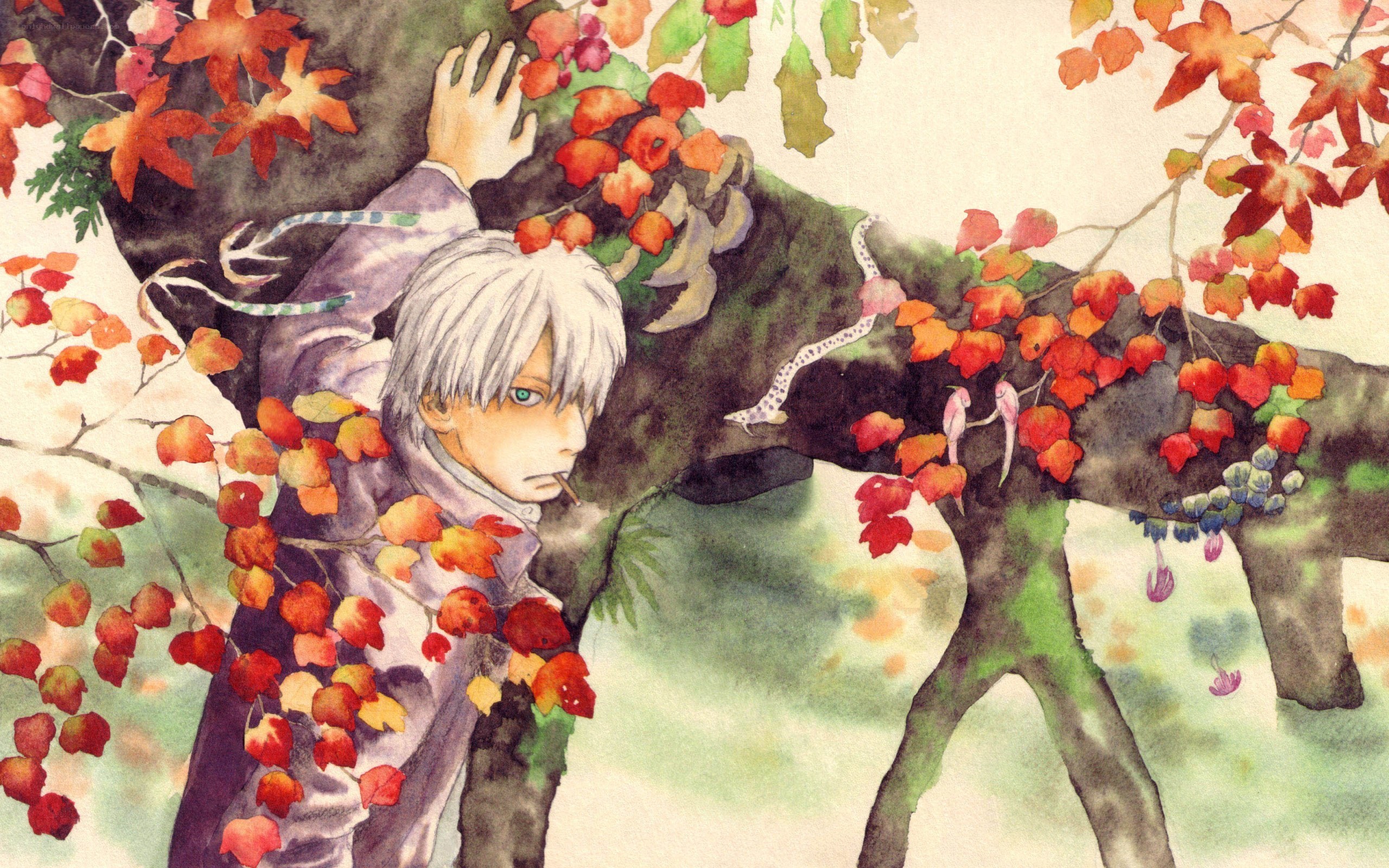 anime character in autumn