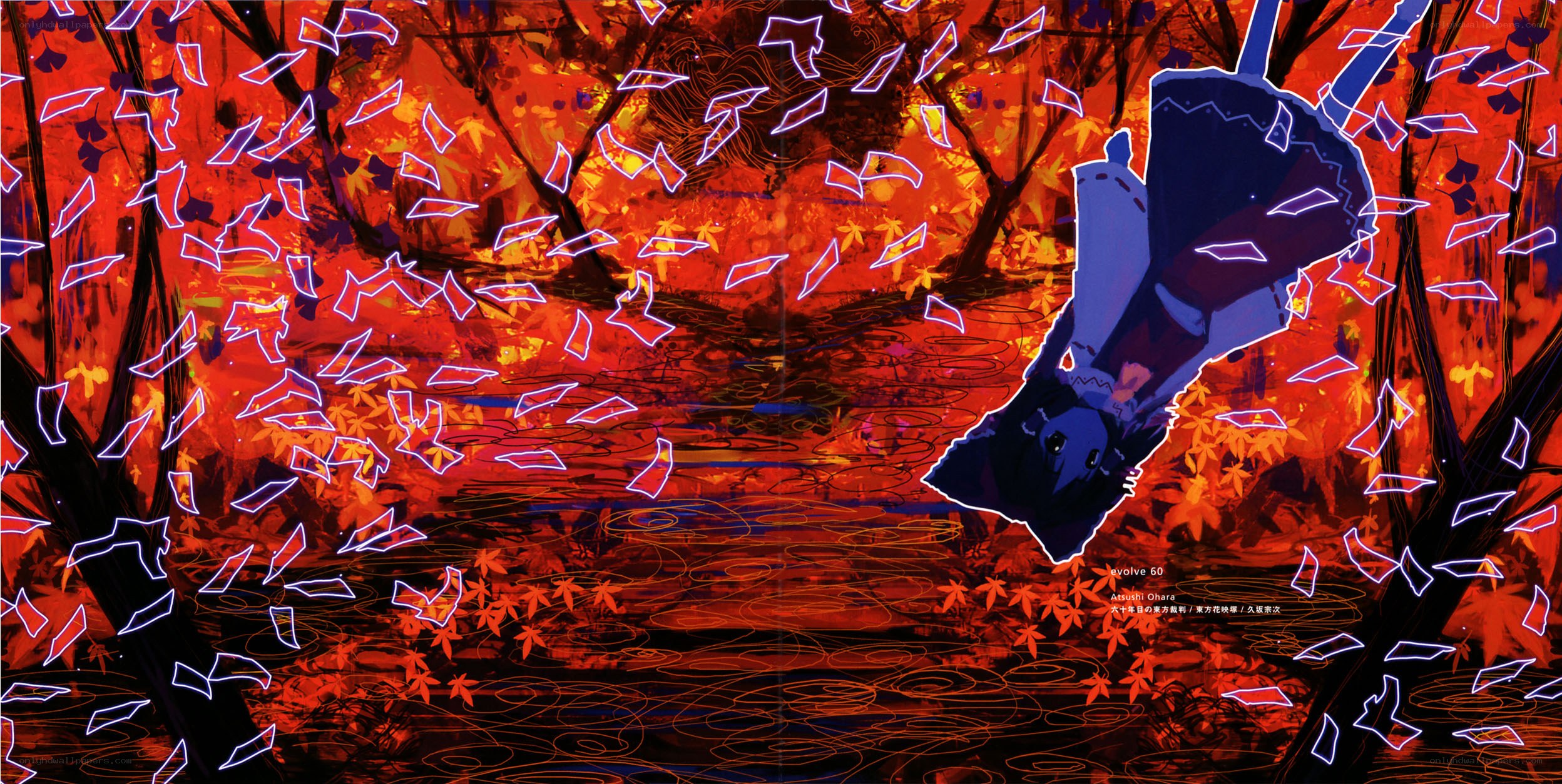 Anime character in autumn forest