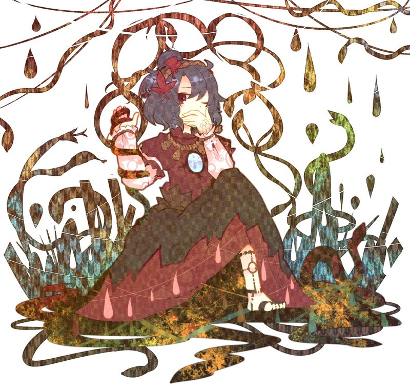 anime character in autumn forest