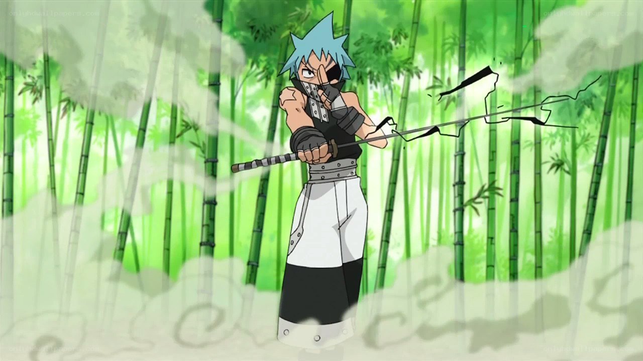 Anime character in bamboo forest