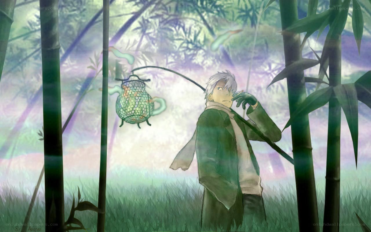 Anime character in bamboo forest