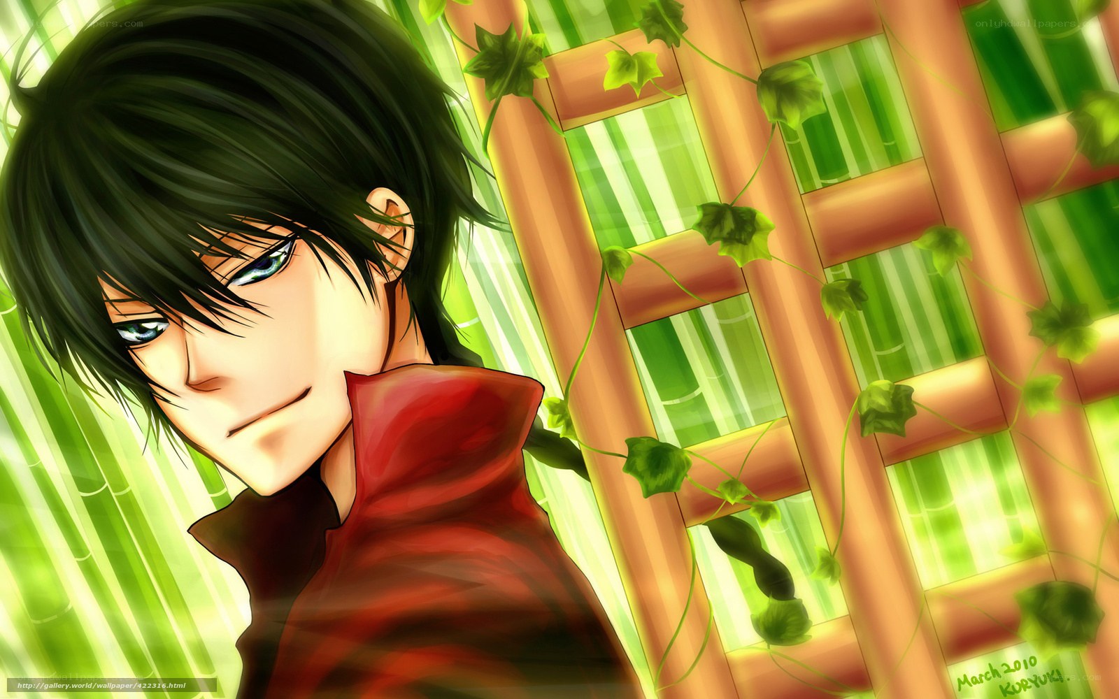 anime character in bamboo garden