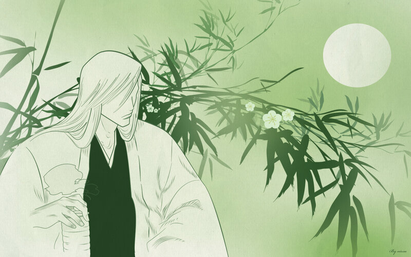 anime character in bamboo grove