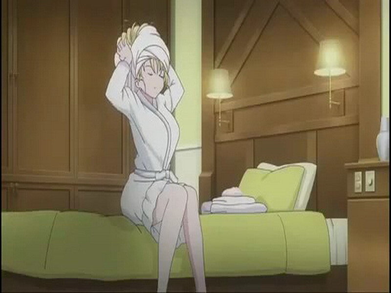 anime character in bathrobe