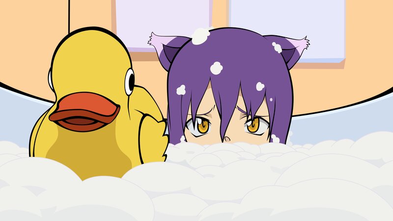 Anime Character in Bathtub — Purple