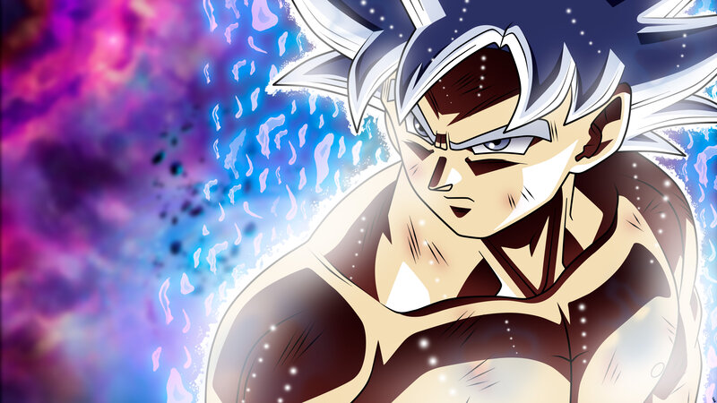 Anime Character in Battle — Blue, Dramatic, Energy Aura