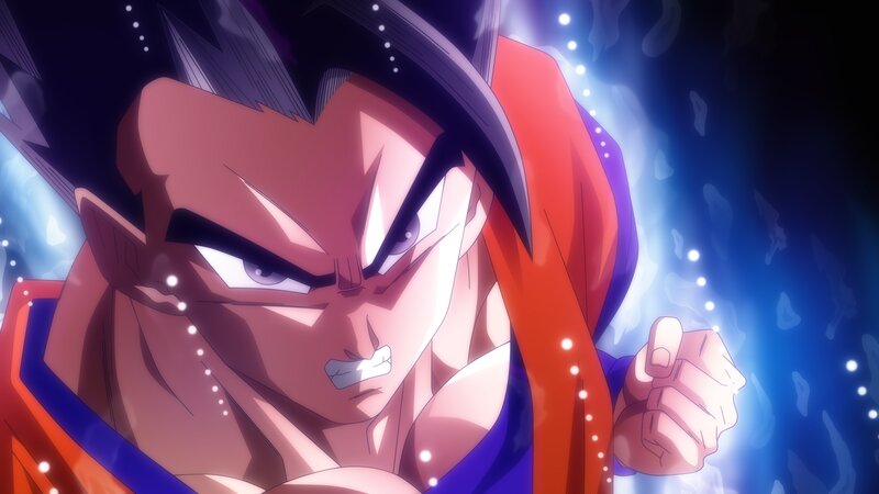 Anime Character in Battle — Blue, Dramatic, Fist