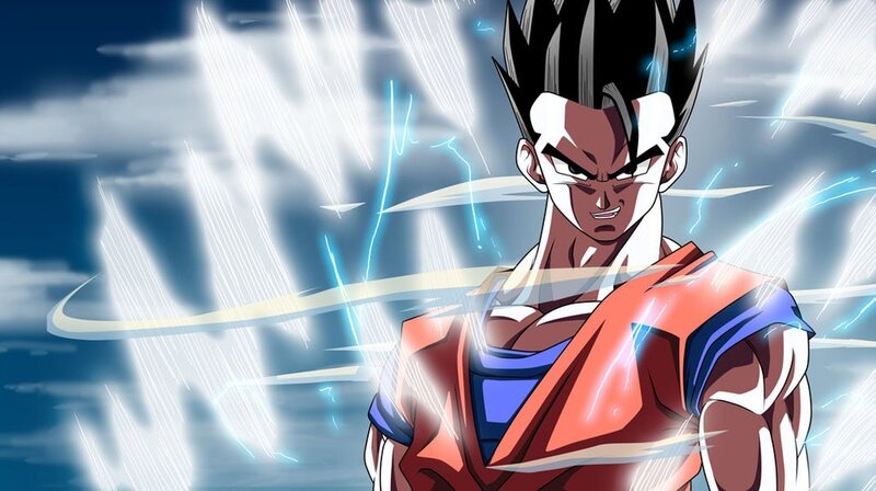 Anime Character in Battle — Blue, Dramatic, Lightning