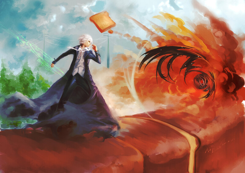 Anime Character in Battle — Red, Dramatic