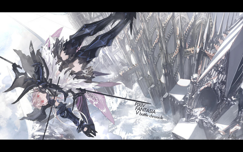 Anime Character in Battle — White, Dramatic, Digital Art