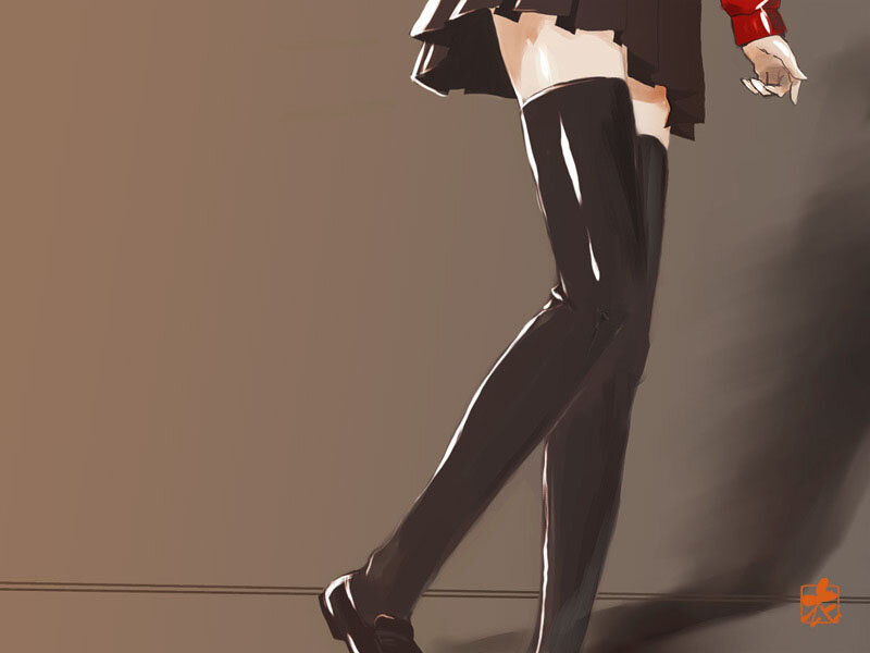 anime character in black boots