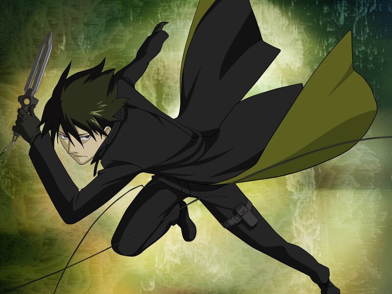anime character in black cloak