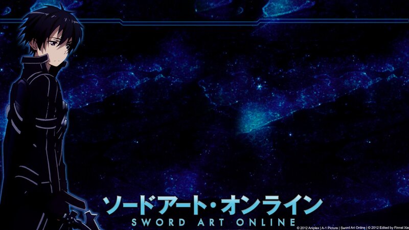 Anime Character in Black Coat — Blue, Dramatic, Night, Sword