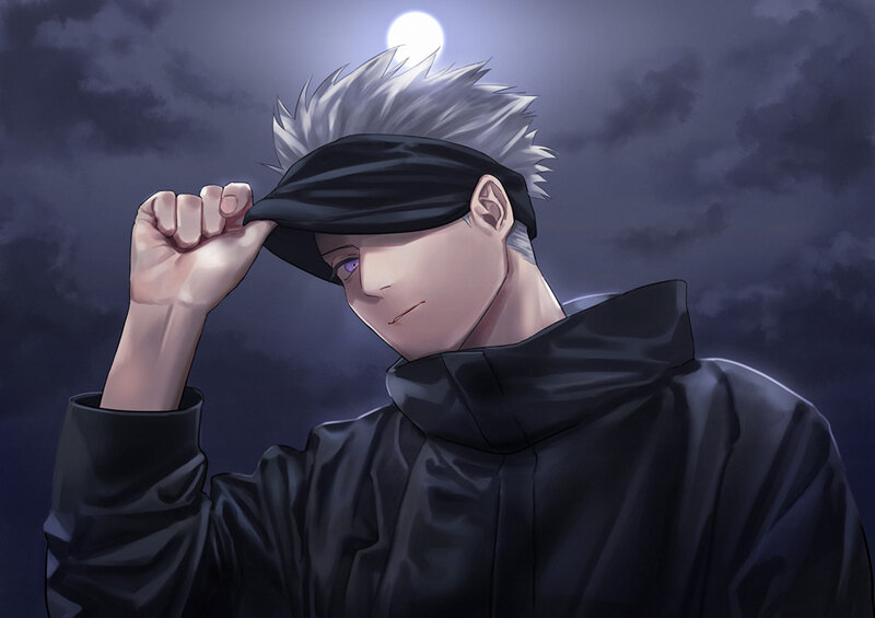 Anime Character in Black Coat — Dramatic, Night
