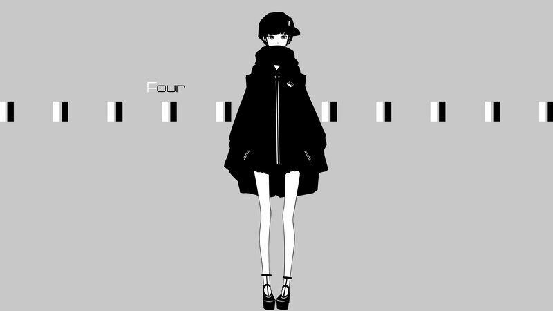 Anime Character in Black Coat — Minimalist