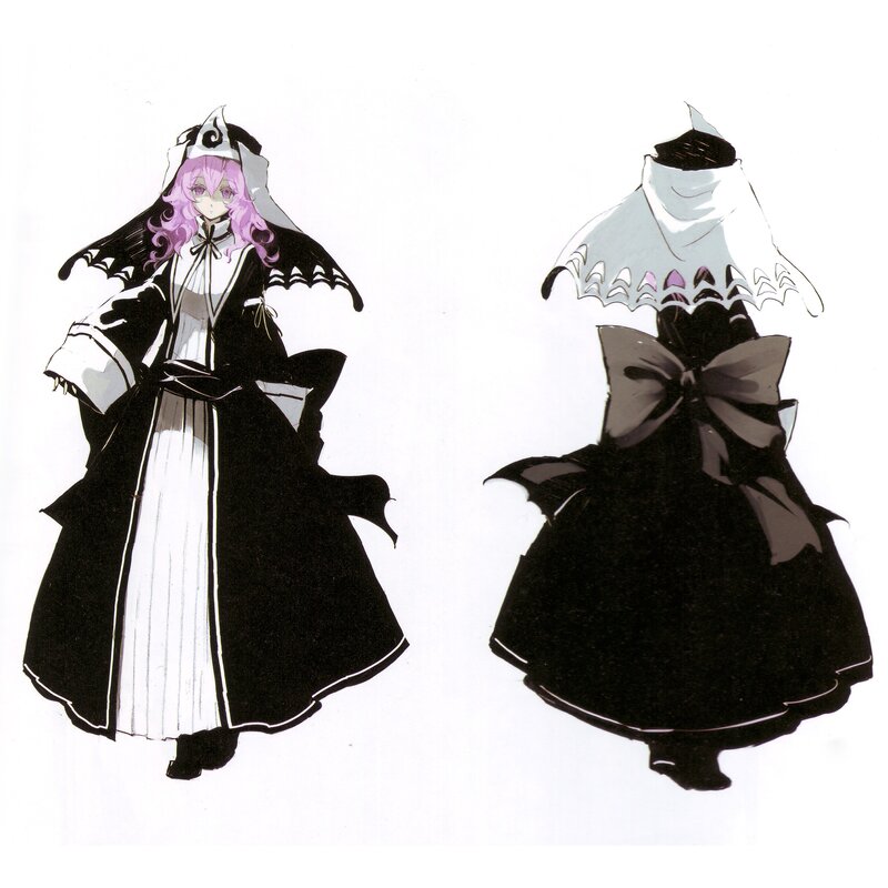 Anime Character in Black Dress — Dramatic, Manga, Purple Hair