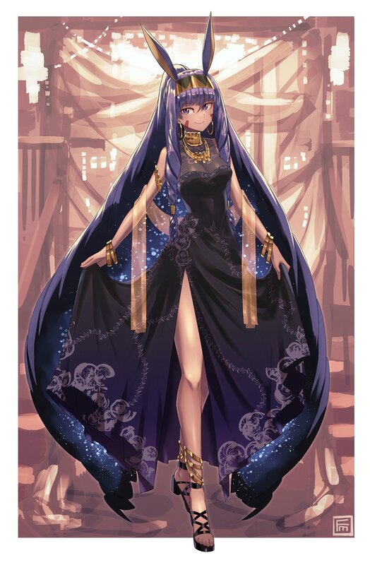 Anime Character in Black Dress — Purple, Dramatic