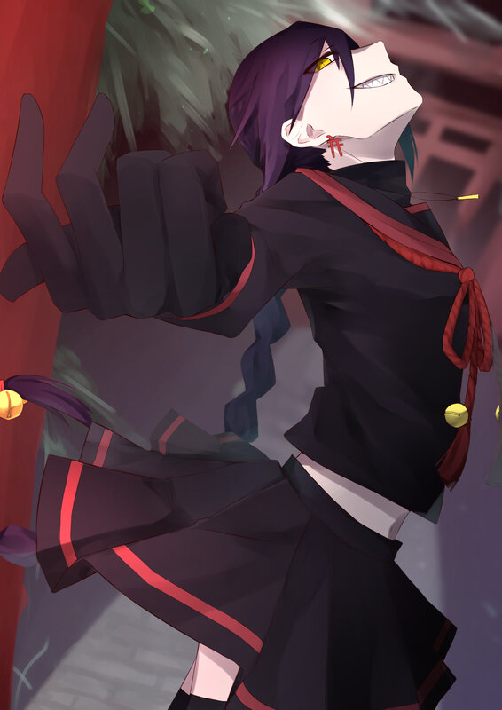 Anime Character in Black Outfit — Dramatic, Digital Art