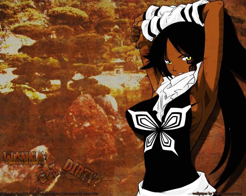 Anime Character in Black Outfit — Dramatic, Garden