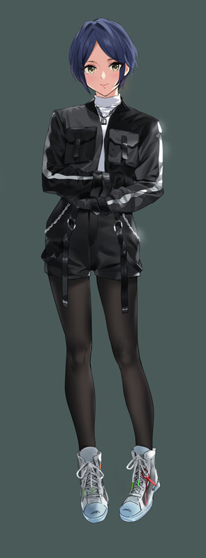 Anime Character in Black Outfit — Neutral, Digital Art