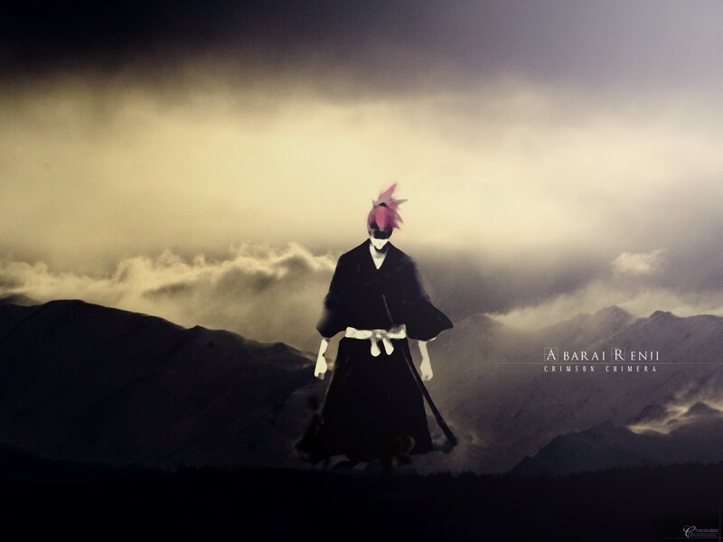Anime Character in Black Robe — Dramatic, Digital Art, Mountains