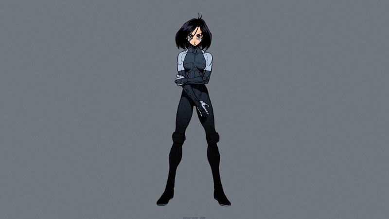 Anime Character in Black Suit — Gray