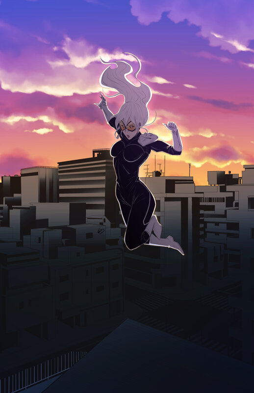 Anime Character in Black Suit — Purple