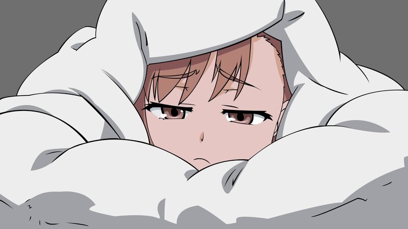 Anime Character in Blanket — White, Restful