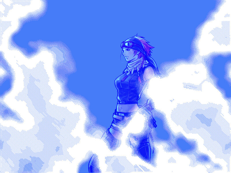 anime character in blue and white