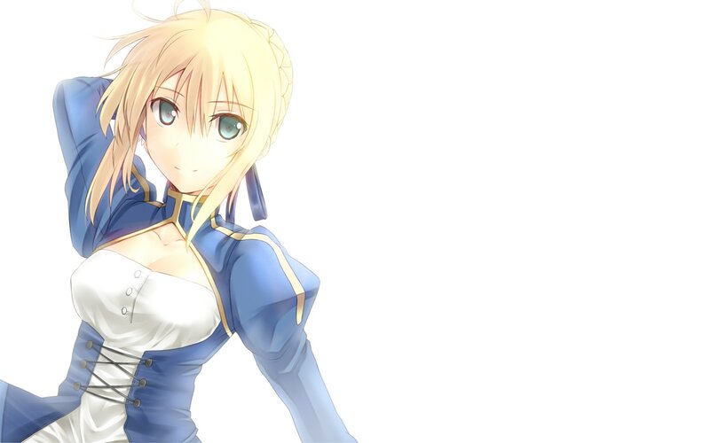 anime character in blue and white dress