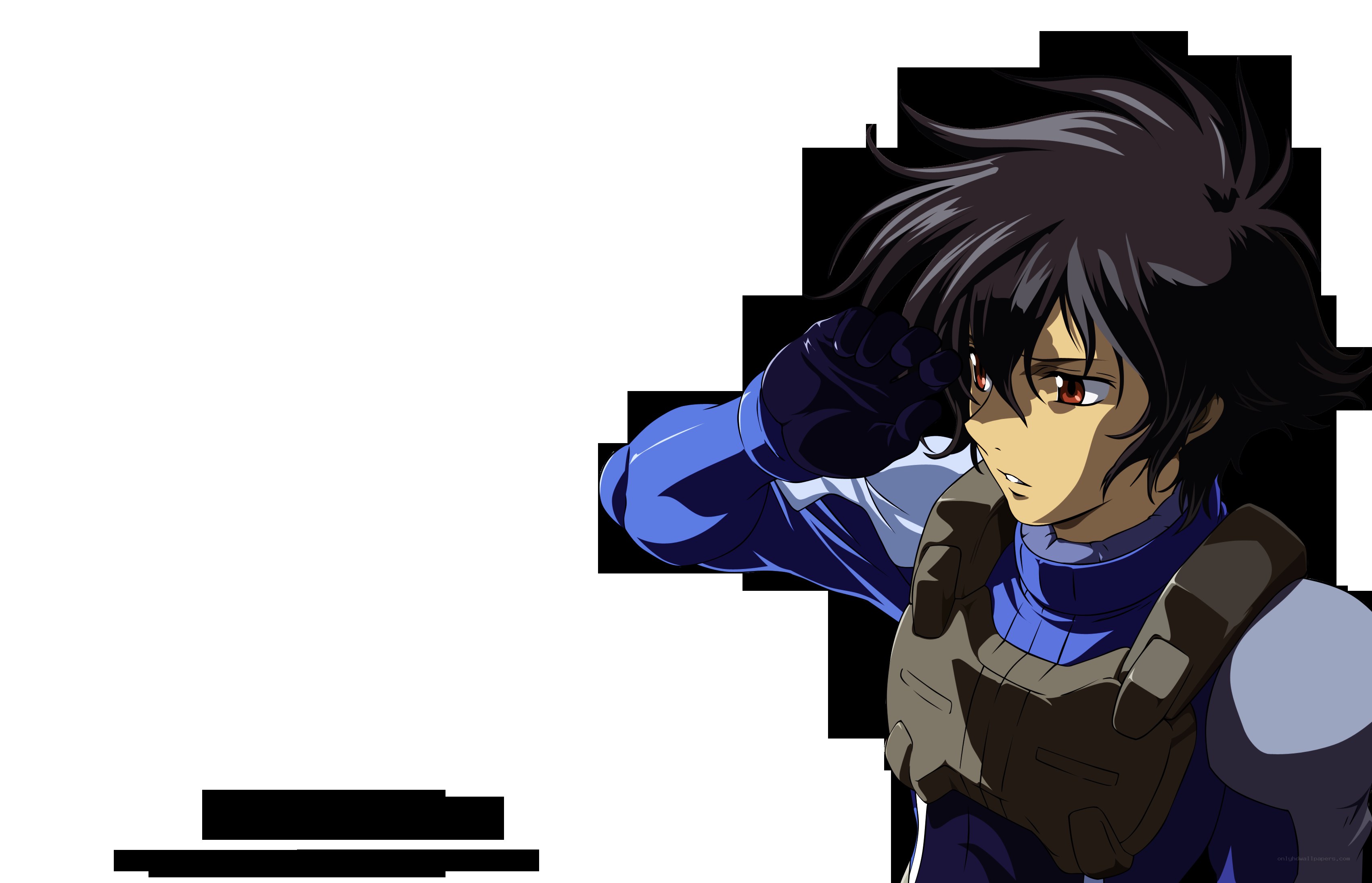 anime character in blue armor