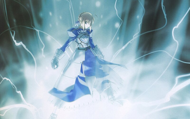 anime character in blue armor