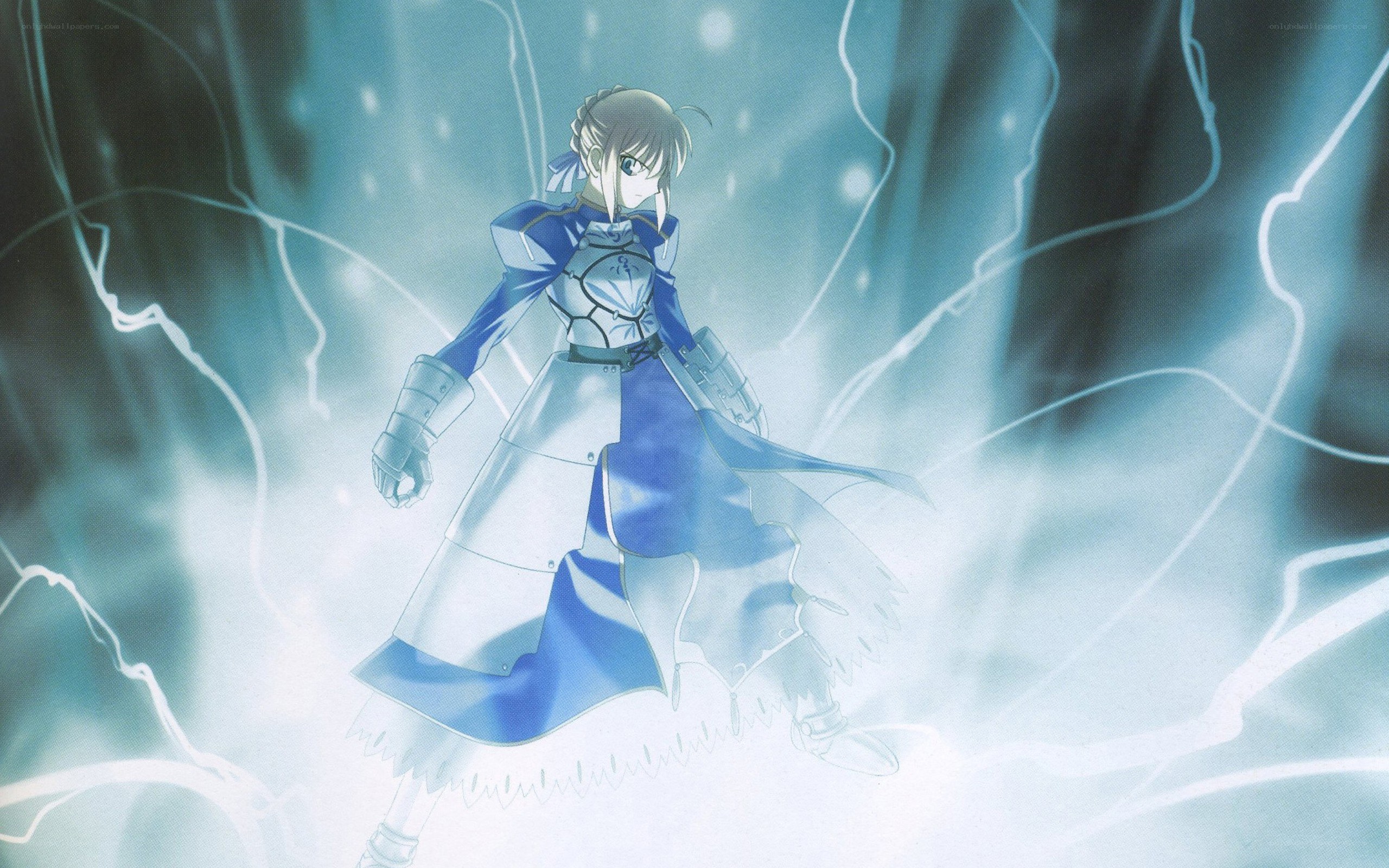 anime character in blue armor