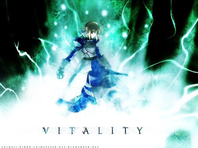 Anime Character in Blue Armor — Dramatic