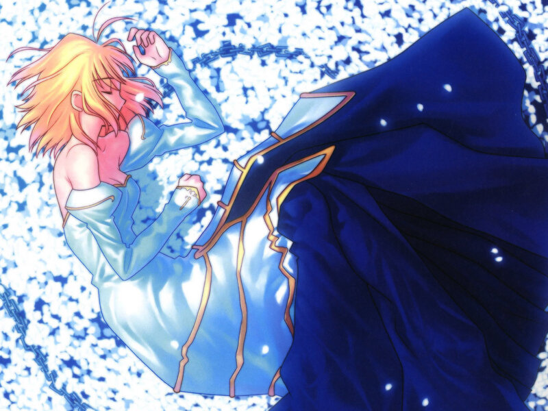 Anime character in blue dress