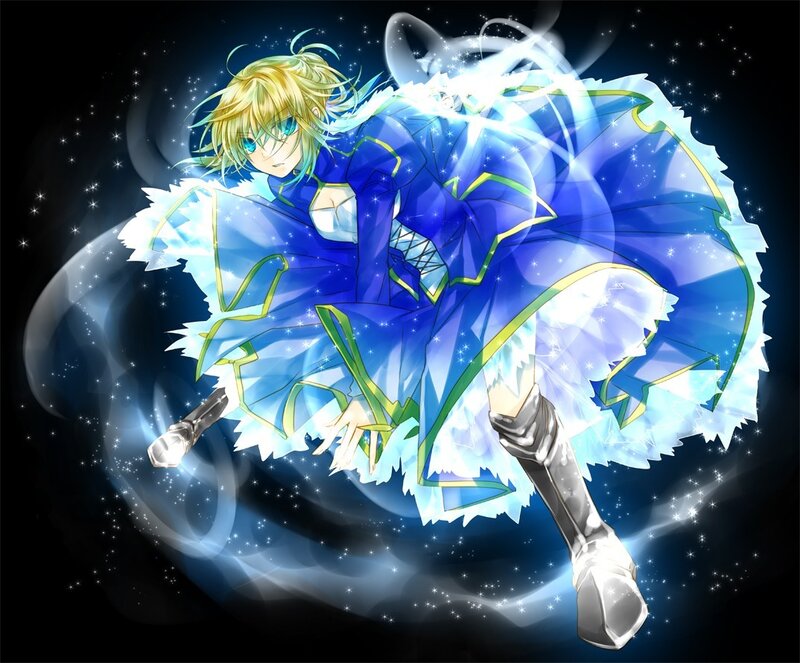 anime character in blue dress