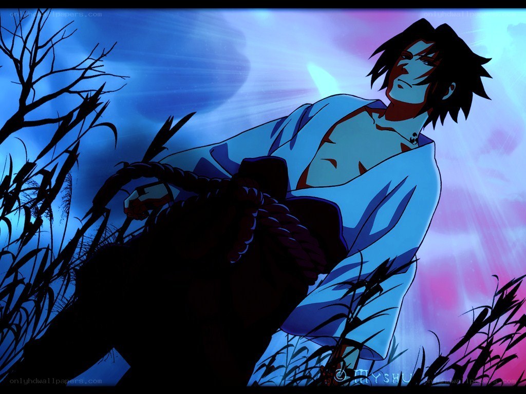 anime character in blue light
